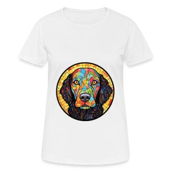 Curly Coated Retriever Dog Breed Watercolor Glass - Women's Breathable T-Shirt - white - Front - AI Model Female 172 dark (172cm)