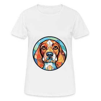 Deutsche Bracke Hunderasse Aquarell Illustration - Frauen T-Shirt atmungsaktiv - Weiß - Vorne - AI Model Female 172 dark (172cm)