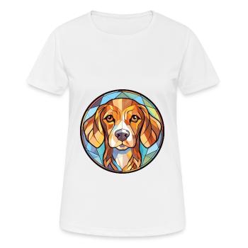 Dutch Smoushond Dog Breed Watercolor Illustration - Women's Breathable T-Shirt - white - Front - AI Model Female 172 dark (172cm)
