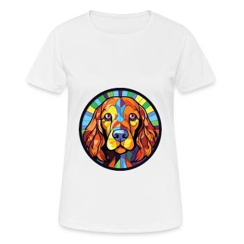 Field Spaniel Hunderasse Aquarell Illustration - Frauen T-Shirt atmungsaktiv - Weiß - Vorne - AI Model Female 172 dark (172cm)