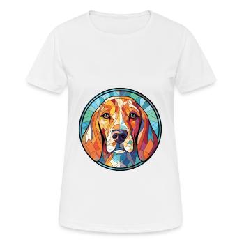Finnish Hound Dog Breed Watercolor Illustration - Women's Breathable T-Shirt - white - Front - AI Model Female 172 dark (172cm)