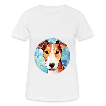 Foxterrier glatte Hunderasse buntes Aquarell - Frauen T-Shirt atmungsaktiv - Weiß - Vorne - AI Model Female 172 dark (172cm)