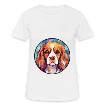 Cavalier King Charles Spaniel Hunderasse Aquarell - Frauen T-Shirt atmungsaktiv - Weiß - Vorne - AI Model Female 172 dark (172cm)