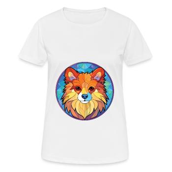 Deutsche Spitz Hunderasse Aquarell Illustration - Frauen T-Shirt atmungsaktiv - Weiß - Vorne - AI Model Female 172 dark (172cm)