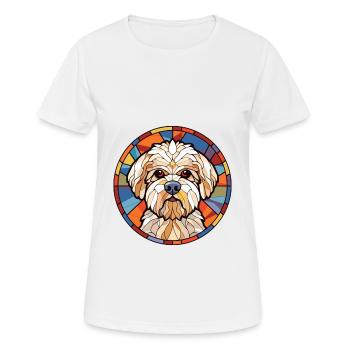 Dandie Dinmont Terrier Dog Breed Watercolor Glass - Women's Breathable T-Shirt - white - Front - AI Model Female 172 dark (172cm)
