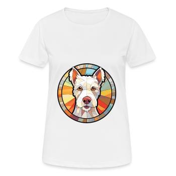 Englisch White Terrier Hunderasse Aquarellglas - Frauen T-Shirt atmungsaktiv - Weiß - Vorne - AI Model Female 172 dark (172cm)