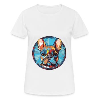 Bouledogue Français chien race aquarelle Illustration - T-shirt respirant Femme - blanc - Devant - AI Model Female 172 dark (172cm)