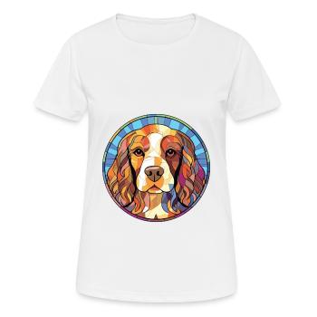 French Spaniel Dog Breed Watercolor Illustration - Women's Breathable T-Shirt - white - Front - AI Model Female 172 dark (172cm)