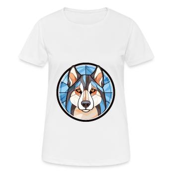 Husky-Hunderasse Bunte Aquarell-Illustration - Frauen T-Shirt atmungsaktiv - Weiß - Vorne - AI Model Female 172 dark (172cm)