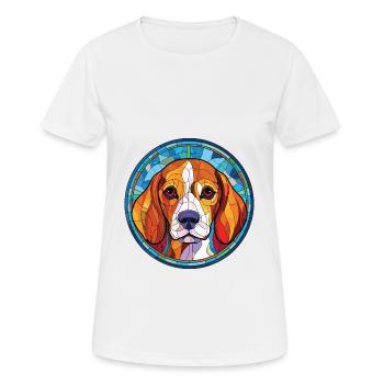 Kerry Beagle Dog Breed Watercolor Illustration - Women's Breathable T-Shirt - white - Front - AI Model Female 172 dark (172cm)
