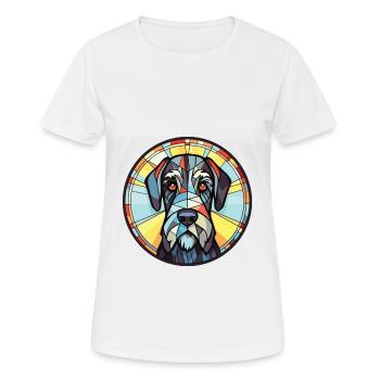 Giant Schnauzer Dog Breed Watercolor Illustration - Women's Breathable T-Shirt - white - Front - AI Model Female 172 dark (172cm)