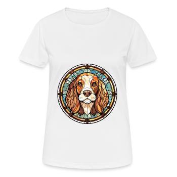 Grand Griffon Vendeen Hunderasse Aquarellglas - Frauen T-Shirt atmungsaktiv - Weiß - Vorne - AI Model Female 172 dark (172cm)