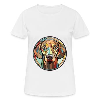 Grauer Hund Rasse Aquarell Glas Illustration - Frauen T-Shirt atmungsaktiv - Weiß - Vorne - AI Model Female 172 dark (172cm)
