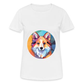 Icelandic Sheepdog Dog Breed Colorful Watercolor - Women's Breathable T-Shirt - white - Front - AI Model Female 172 dark (172cm)