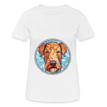 Illustration à l’aquarelle de race de chien Irish Terrier - T-shirt respirant Femme - blanc - Devant - AI Model Female 172 dark (172cm)
