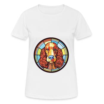Irish Water Spaniel Dog Breed Colorful Watercolor - Women's Breathable T-Shirt - white - Front - AI Model Female 172 dark (172cm)