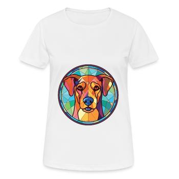 Hygenhund chien race aquarelle verre Illustration - T-shirt respirant Femme - blanc - Devant - AI Model Female 172 dark (172cm)