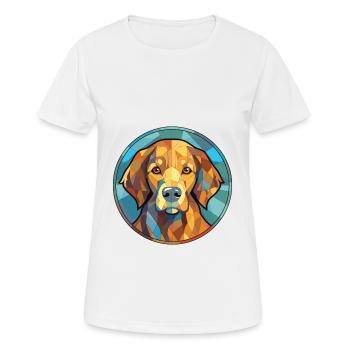 Hovawart chien race aquarelle verre Illustration - T-shirt respirant Femme - blanc - Devant - AI Model Female 172 dark (172cm)