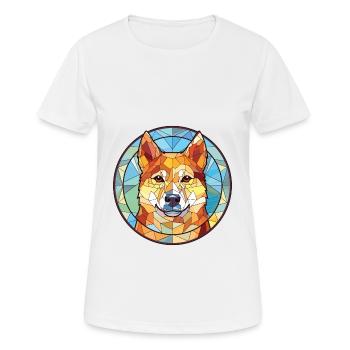 Jindo Dog Breed Colorful Watercolor Illustration - Women's Breathable T-Shirt - white - Front - AI Model Female 172 dark (172cm)