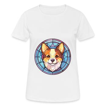 Kishu Ken chien race aquarelle verre Illustration - T-shirt respirant Femme - blanc - Devant - AI Model Female 172 dark (172cm)