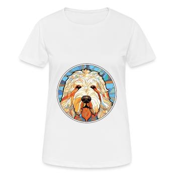 Illustration sur verre aquarelle de race de chien Komondor - T-shirt respirant Femme - blanc - Devant - AI Model Female 172 dark (172cm)