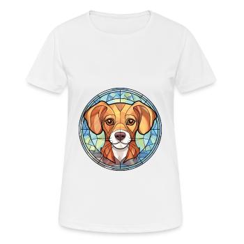 Kromfohrlander Dog Breed Watercolor Illustration - Women's Breathable T-Shirt - white - Front - AI Model Female 172 dark (172cm)