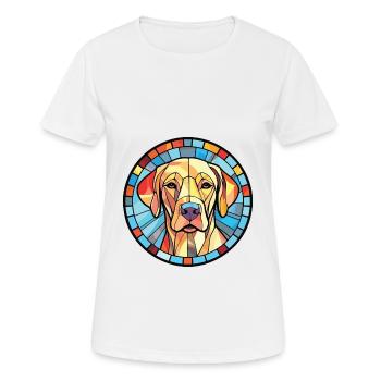 Labrador Hunderasse Aquarell Glas Illustration - Frauen T-Shirt atmungsaktiv - Weiß - Vorne - AI Model Female 172 dark (172cm)