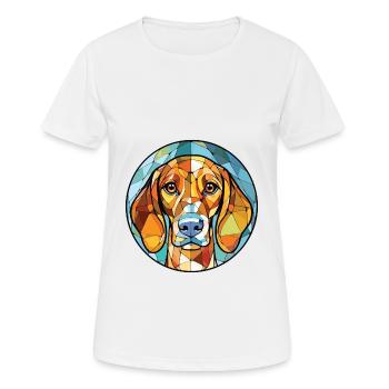 Leopard Hound Dog Breed Watercolor Illustration - Women's Breathable T-Shirt - white - Front - AI Model Female 172 dark (172cm)