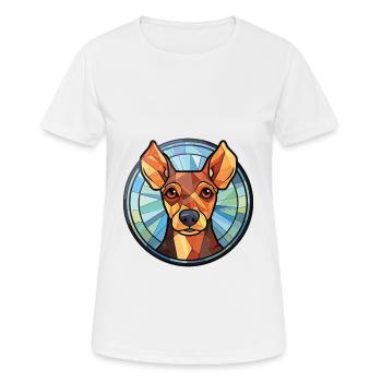 Manchester Terrier chien race aquarelle colorée - T-shirt respirant Femme - blanc - Devant - AI Model Female 172 dark (172cm)