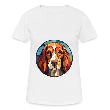 Norfolk Spaniel Dog Breed Watercolor Illustration - Women's Breathable T-Shirt - white - Front - AI Model Female 172 dark (172cm)