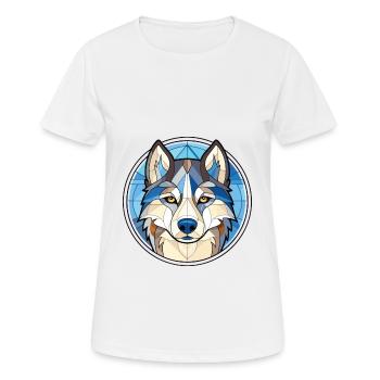 Siberian Husky Hunderasse Aquarell Illustration - Frauen T-Shirt atmungsaktiv - Weiß - Vorne - AI Model Female 172 dark (172cm)