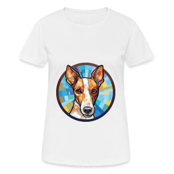 Glatte Foxterrier-Hunderasse buntes Aquarell - Frauen T-Shirt atmungsaktiv - Weiß - Vorne - AI Model Female 172 dark (172cm)