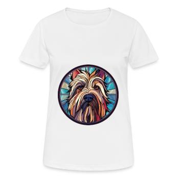 Skye Terrier chien race aquarelle Illustration - T-shirt respirant Femme - blanc - Devant - AI Model Female 172 dark (172cm)
