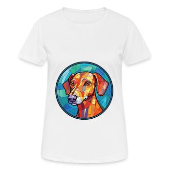 Sloughi Dog Breed Colorful Watercolor Illustration - Women's Breathable T-Shirt - white - Front - AI Model Female 172 dark (172cm)