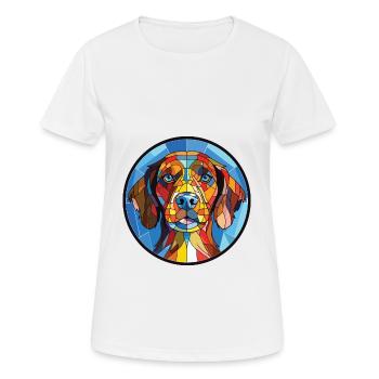 Slowakische Cuvac Hunderasse Aquarell Illustration - Frauen T-Shirt atmungsaktiv - Weiß - Vorne - AI Model Female 172 dark (172cm)