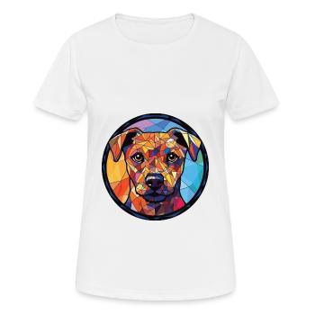 Patterdale Terrier Dog Breed Colorful Watercolor - Women's Breathable T-Shirt - white - Front - AI Model Female 172 dark (172cm)