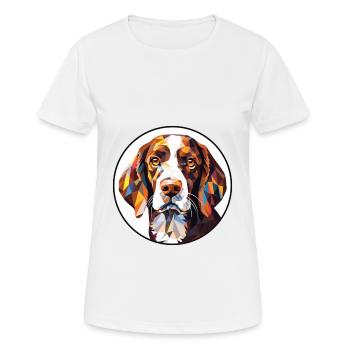 Kleiner Munsterländer Vorstehhund Rasse Aquarell - Frauen T-Shirt atmungsaktiv - Weiß - Vorne - AI Model Female 172 dark (172cm)