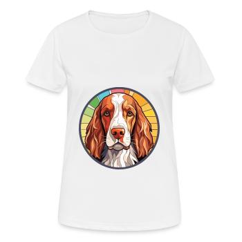 Welsh Springer Spaniel Dog Breed Watercolor Glass - Women's Breathable T-Shirt - white - Front - AI Model Female 172 dark (172cm)