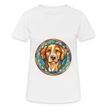 Ovtcharka Chien Race Russe du Sud Verre Aquarelle - T-shirt respirant Femme - blanc - Devant - AI Model Female 172 dark (172cm)