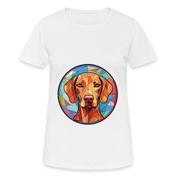 Vizsla Dog Breed Colorful Watercolor Illustration - Women's Breathable T-Shirt - white - Front - AI Model Female 172 dark (172cm)
