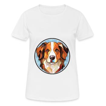Welsh Sheepdog Dog Breed Watercolor Illustration - Women's Breathable T-Shirt - white - Front - AI Model Female 172 dark (172cm)