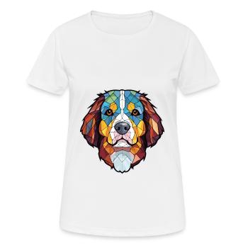 Bernese Mountain Dog Breed Watercolor Illustration - Women's Breathable T-Shirt - white - Front - AI Model Female 172 dark (172cm)