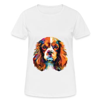 Cavalier King Charles Spaniel Hunderasse Aquarell - Frauen T-Shirt atmungsaktiv - Weiß - Vorne - AI Model Female 172 dark (172cm)