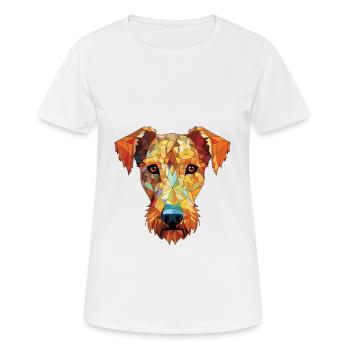 Illustration à l’aquarelle de race de chien Irish Terrier - T-shirt respirant Femme - blanc - Devant - AI Model Female 172 dark (172cm)