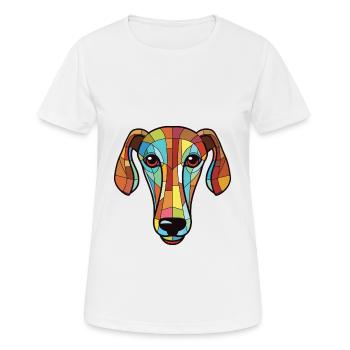 Greyhound Hund Rasse Aquarell Glas Illustration - Frauen T-Shirt atmungsaktiv - Weiß - Vorne - AI Model Female 172 dark (172cm)