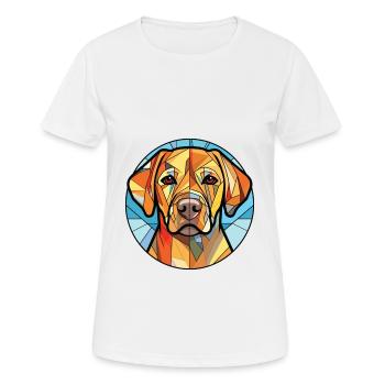 Labrador Retriever Hund Rasse buntes Aquarell - Frauen T-Shirt atmungsaktiv - Weiß - Vorne - AI Model Female 172 dark (172cm)