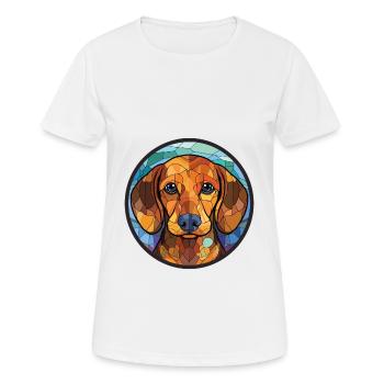 Westfälische Dachsbracke Hunderasse Aquarellglas - Frauen T-Shirt atmungsaktiv - Weiß - Vorne - AI Model Female 172 dark (172cm)