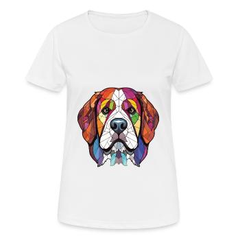 St Bernard chien race aquarelle verre Illustration - T-shirt respirant Femme - blanc - Devant - AI Model Female 172 dark (172cm)