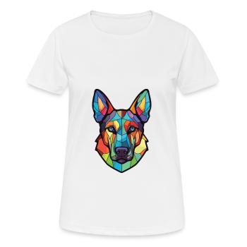 Hokkaido Hunderasse Aquarell Glas Illustration - Frauen T-Shirt atmungsaktiv - Weiß - Vorne - AI Model Female 172 dark (172cm)