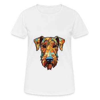 Illustration à l’aquarelle de race de chien Irish Terrier - T-shirt respirant Femme - blanc - Devant - AI Model Female 172 dark (172cm)